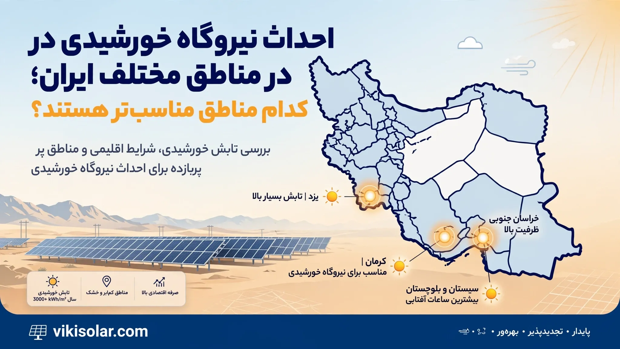 احداث نیروگاه خورشیدی در مناطق مختلف ایران؛ کدام مناطق مناسبتر هستند؟